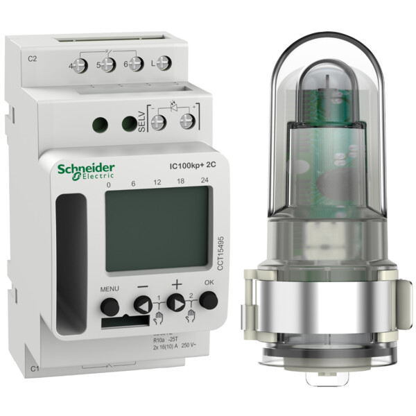 Acti9 ic100kp+ - interrupteur crépusculaire programmable - 2 canal - smart - Schneider Electric - CCT15495