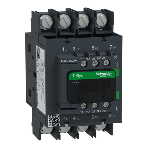 Tesys d green - contacteur 4p (4no) 80a - 24vcc - basse conso - cosses - Schneider Electric - LC1DT80A6BBE