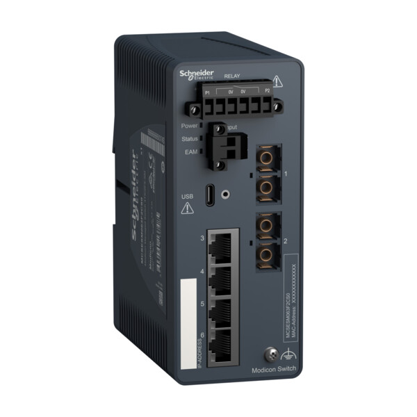 Modicon switch administré - 4 ports cuivre & 2 ports fibre monomode - Schneider Electric - MCSESM063F2CS0