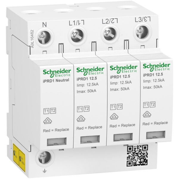 Acti9 parafoudre iprd1 12,5r - debro type1 - 3p+n - 350v - report signal - tt tn - Schneider Electric - A9L16482