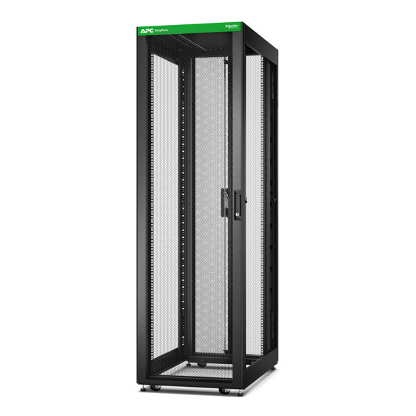 Baie easyrack 600mm/42u/1000mm avec toit, sans panneau latéral, roulettes, noir - Schneider Electric - ER6200