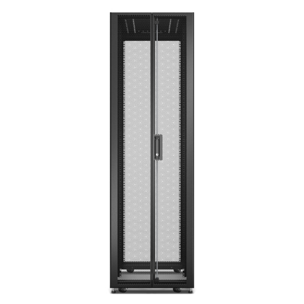 Baie easyrack 600mm/42u/1200mm avec toit, sans panneau latéral, roulettes, noir - Schneider Electric - ER6220