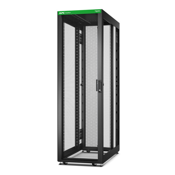 Baie easyrack 600mm/42u/1200mm avec toit, sans panneau latéral, roulettes, noir - Schneider Electric - ER6220