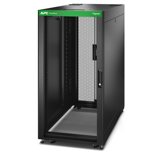 Baie easyrack 600mm/24u/1000mm avec toit, panneau latéral, roulettes, noir - Schneider Electric - ER6402