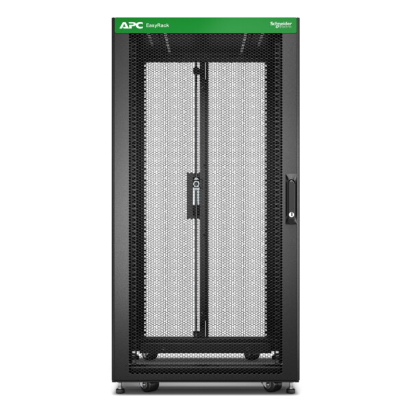 Baie easyrack 600mm/24u/1200mm avec toit, panneau latéral, roulettes, noir - Schneider Electric - ER6422