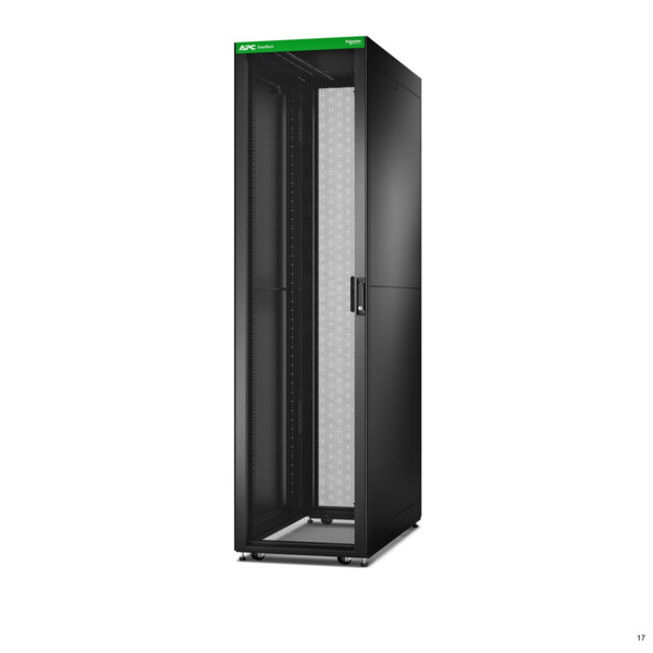 Baie easyrack 600mm/48u/1200mm avec toit, panneau latéral, roulettes, noir - Schneider Electric - ER6822