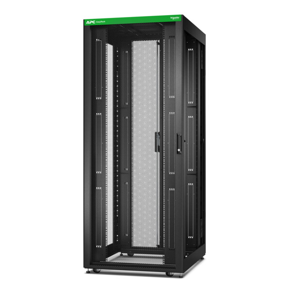Baie easyrack 800mm/42u/1000mm avec toit, sans panneau latéral, roulettes, noir - Schneider Electric - ER8200