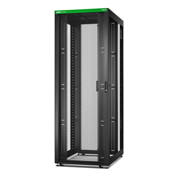 Baie easyrack 800mm/48u/1200mm avec toit, sans panneau latéral, roulettes, noir - Schneider Electric - ER8820