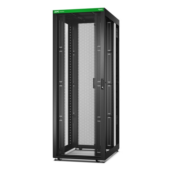Baie easyrack 800mm/48u/1200mm avec toit, sans panneau latéral, roulettes, noir - Schneider Electric - ER8820