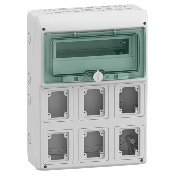 Mureva coffret pour prises iec 340x460mm 12+1 modules x 6 ouvertures 90x100mm - Schneider Electric - 13156M