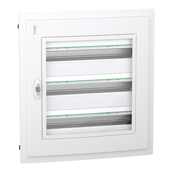 Prismaset xs - coffret plastique encastré 3 rang. 24 modules - avec porte transp - Schneider Electric - LVSXH324
