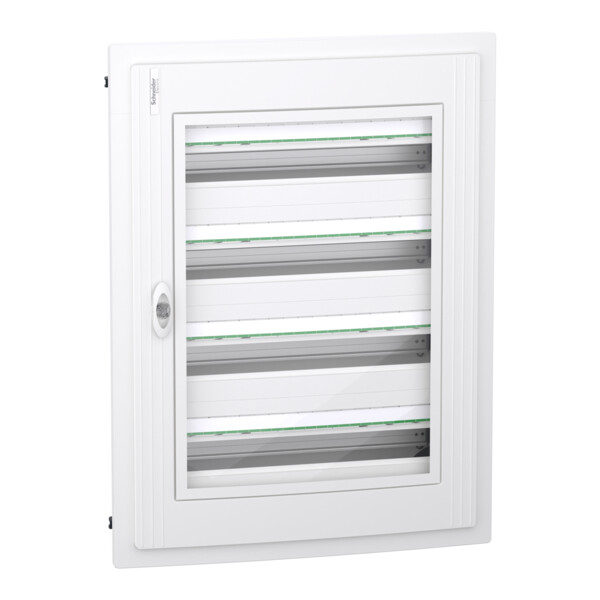 Prismaset xs - coffret plastique encastré 4 rang. 24 modules - avec porte transp - Schneider Electric - LVSXH424