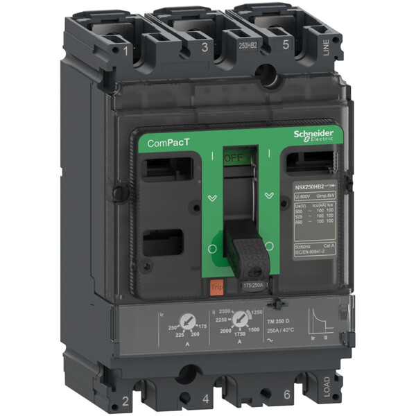 Compact nsx250h - disjoncteur - tm-d 250a - 3p3d - 70ka - montage fixe - Schneider Electric - C25H3TM250