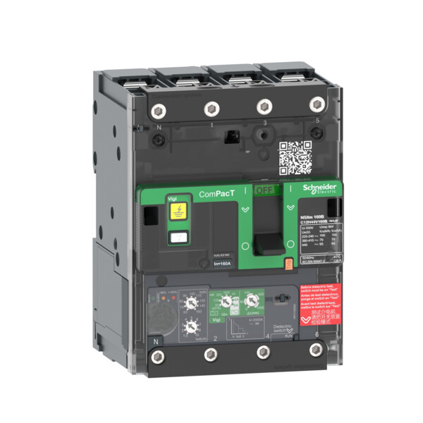 Compact nsxme - disj vigi - micrologic 4.1 160a - 4p4d - 16ka - borne à cosses - Schneider Electric - C12E44V160B
