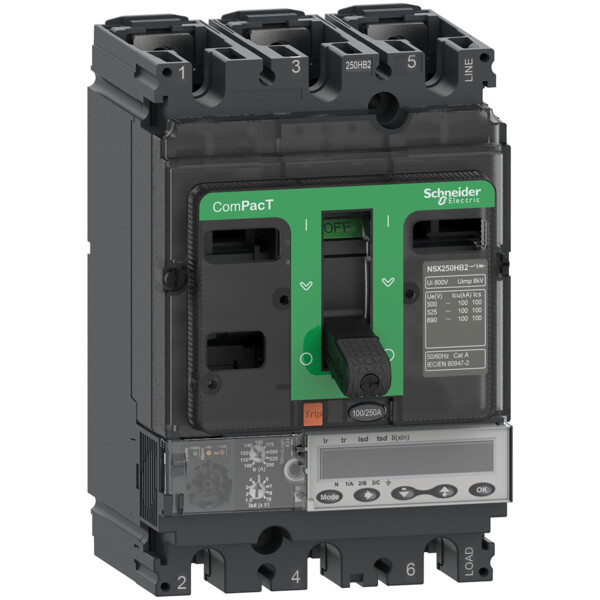 Compact nsx100hb1 - disjoncteur - micrologic 5.2e 100a - 3p3d - 75ka - fixe - Schneider Electric - C10V35E100