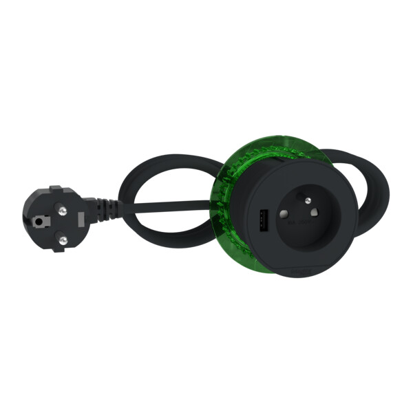 Unica system+ - bloc de prise à encastrer xs - 2p+t + usb a - câble 2m - anthra - Schneider Electric - INS44007