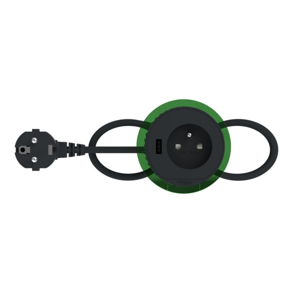 Unica system+ - bloc de prise à encastrer xs - 2p+t + usb a - câble 2m - anthra - Schneider Electric - INS44007