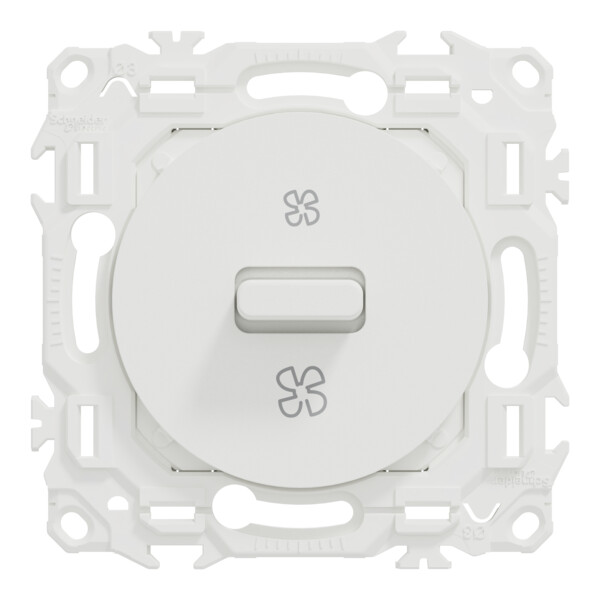 Odace - interrupteur VMC - 2 vitesses avec position arrêt - 6AX - blanc craie - Schneider Electric - S920243