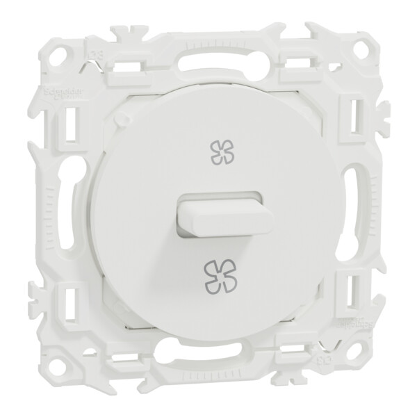 Odace - interrupteur VMC - 2 vitesses avec position arrêt - 6AX - blanc craie - Schneider Electric - S920243