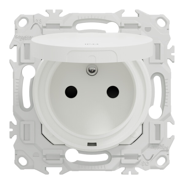 Odace - prise 2P+T affleurante - bornes automatiques - blanc craie - Schneider Electric - S920054