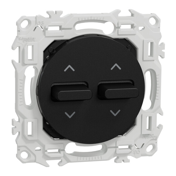 Odace - double inter ou poussoir volet roulant 3 positions à levier - noir onyx - Schneider Electric - S940218