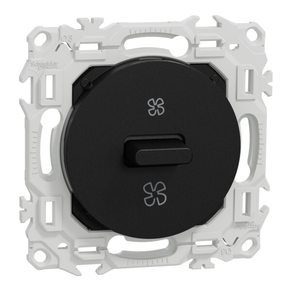Odace - interrupteur VMC - 2 vitesses avec position arrêt - 6AX - noir onyx - Schneider Electric - S940243
