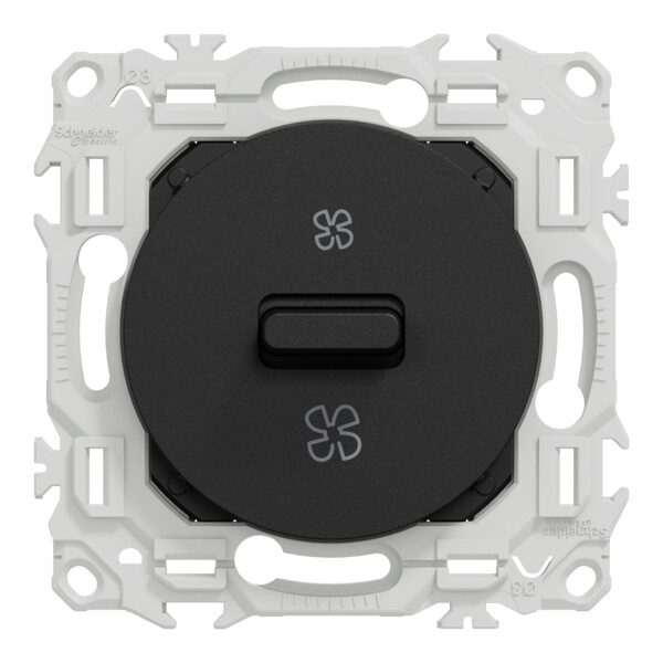 Odace - interrupteur VMC - 2 vitesses avec position arrêt - 6AX - noir onyx - Schneider Electric - S940243