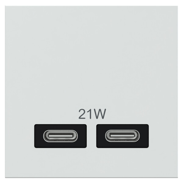 Unica - chargeur USB double type C+C - 21W Power Delivery - 2 mod - blanc - Schneider Electric - NU301218