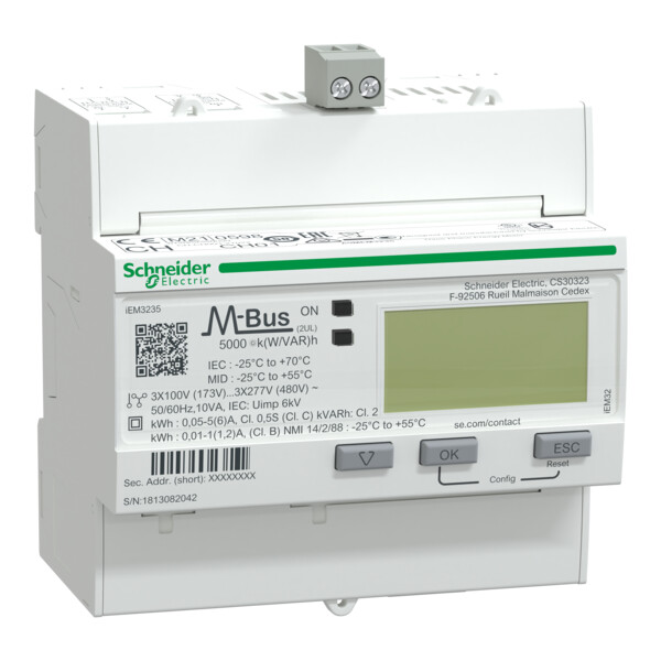 Acti9, iEM Compteur d'énergie iEM3235 TI, MBUS, Multi-tarifs, Alarme kW, MID - Schneider Electric - A9MEM3235