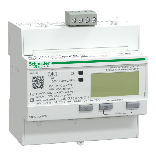 Acti9, iEM Compteur d'énergie iEM3265 TI, BACNET, Multi-tarifs, Alarme kW, MID - Schneider Electric - A9MEM3265