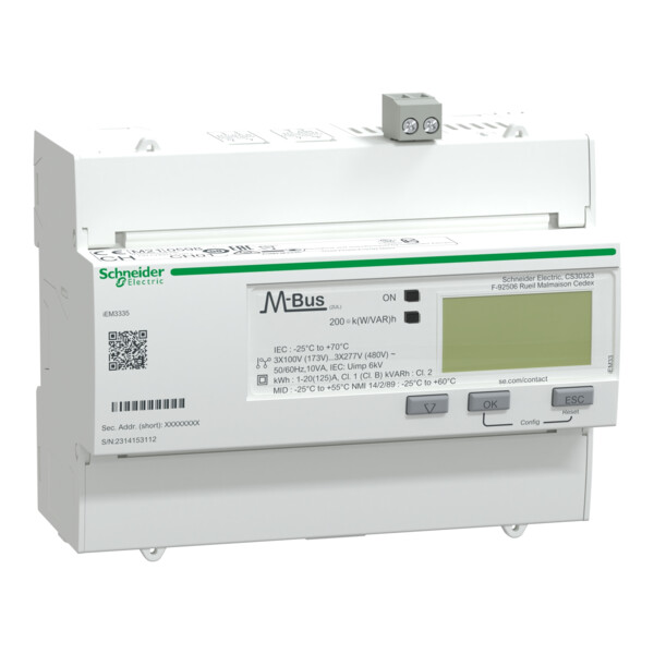 Acti9, iem compteur d'énergie iem3335 125a, mbus, multi-tarifs, alarme kw, mid - Schneider Electric - A9MEM3335