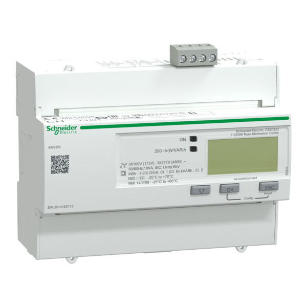 Acti9, iem compteur d'énergie iem3355 125a, modbus, multi-tarifs, alarme kw, mid - Schneider Electric - A9MEM3355