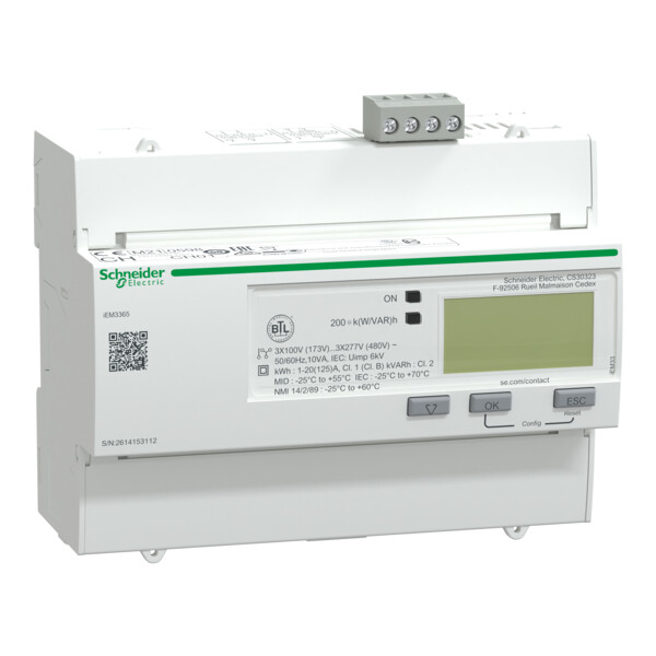 Acti9, iem compteur d'énergie iem3365 125a, bacnet, multi-tarifs, alarme kw, mid - Schneider Electric - A9MEM3365