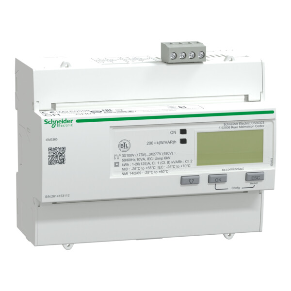 Acti9, iem compteur d'énergie iem3365 125a, bacnet, multi-tarifs, alarme kw, mid - Schneider Electric - A9MEM3365