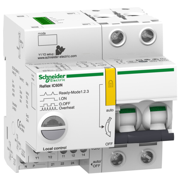 Acti9, Reflex iC60N disjonct. à commande intégrée interface Ti24 25A 2P courbe C - Schneider Electric - A9C62225