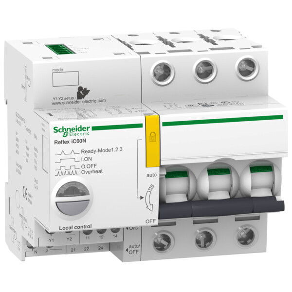 Acti9, Reflex iC60N disjonct. à commande intégrée interface Ti24 10A 3P courbe D - Schneider Electric - A9C63310
