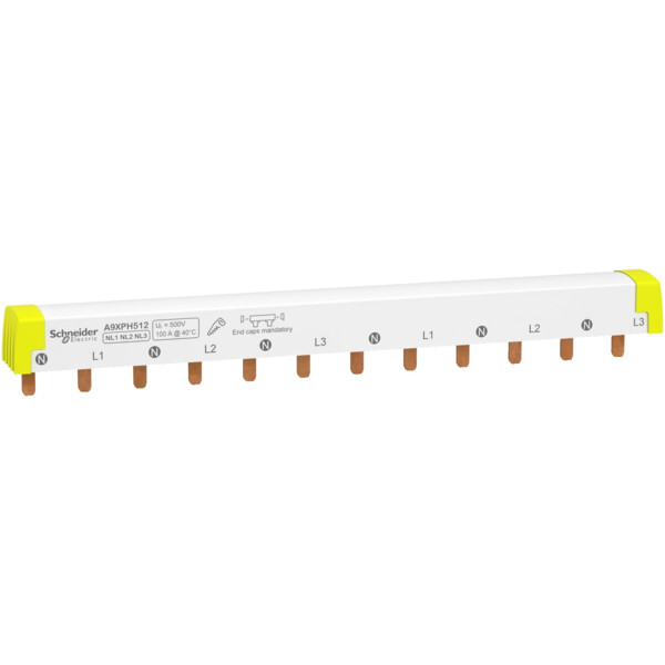 Acti9 iC60, peigne à dents, 3 x N+P, 100A, 12 modules de 18mm - Schneider Electric - A9XPH512