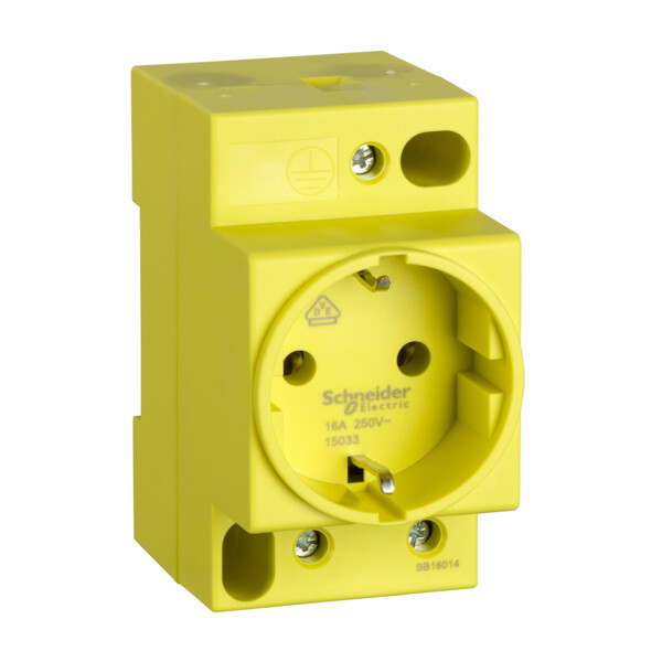 PRISE RAIL DIN SCHUKO JAUNE  250V 16A 2P T - Schneider Electric - 15033