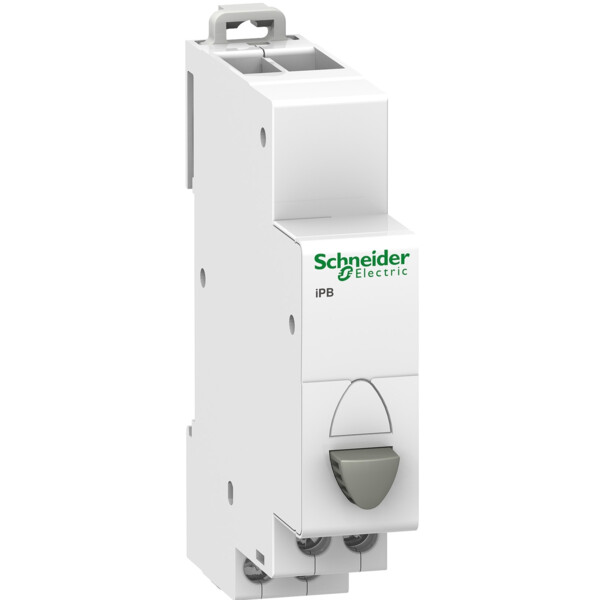 Acti9, iPB bouton-poussoir simple gris 1 NO 20A 230VCA - Schneider Electric - A9E18032