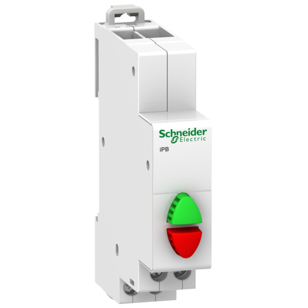 Acti9, iPB bouton-poussoir double 1 NO vert + 1 NF rouge 20A 230VCA - Schneider Electric - A9E18034