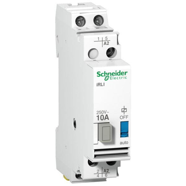 Acti9, iRLI relais inverseur 10A 2P tension de commande 230-240VCA, 1F + 1O/F - Schneider Electric - A9E15535