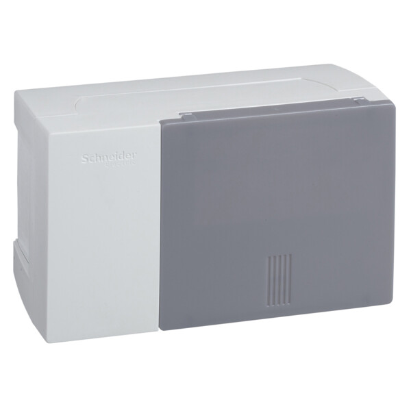 Mini Pragma - mini coffret en saillie - 1x4 mod. - portillon transparent - bornier de terre - Schneider Electric - MIP11104T