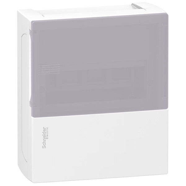 Mini Pragma - mini coffret en saillie - 1x8 mod. - portillon transparent - bornier de terre - Schneider Electric - MIP11108T