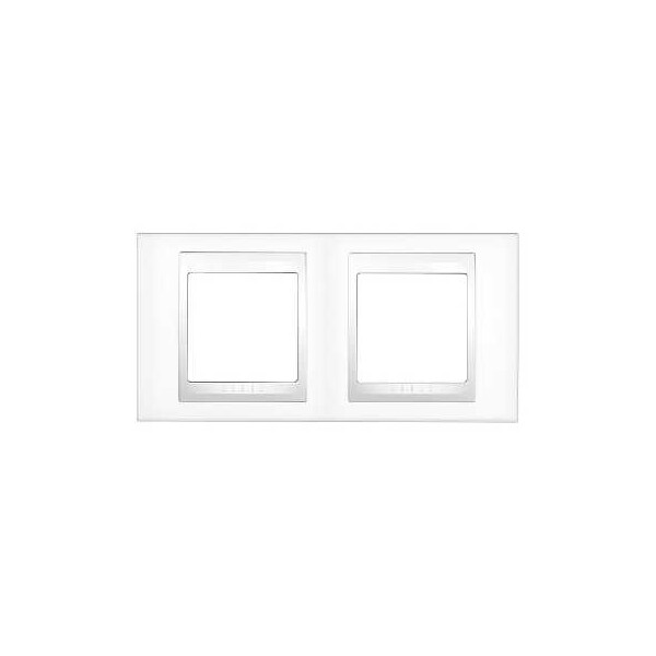 Plaque blanc liseré blanc Schneider Unica 2 postes 4 modules horizontales - Schneider Electric - MGU6.004.18