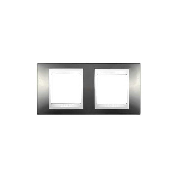 Plaque champagne liserée blanc Schneider Unica 2 postes 4 modules horizontales - Schneider Electric - MGU6.004.824