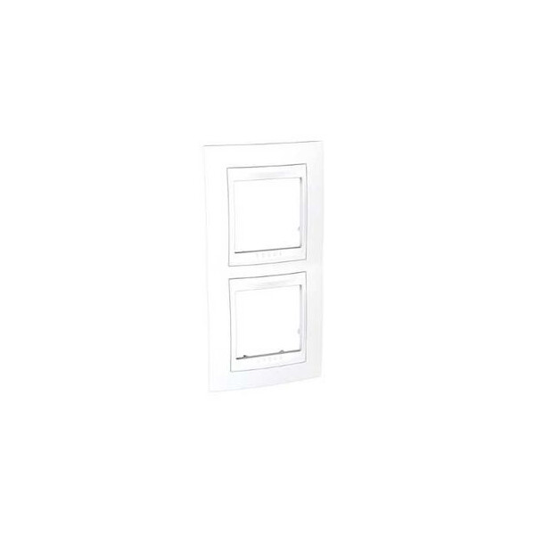 Plaque blanc liseré blanc Schneider Unica 2 postes 4 modules vertical - Schneider Electric - MGU6.004V.18