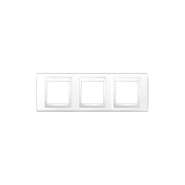 Plaque blanc liseré blanc Schneider Unica 3 postes 6 modules horizontal  - Schneider Electric - MGU6.006.18