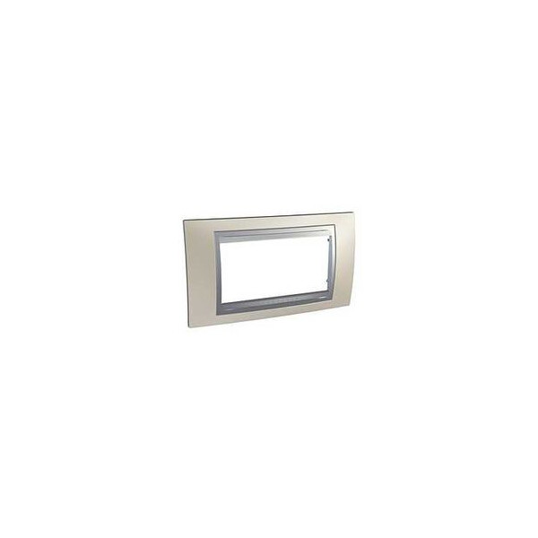 Plaque nickel mat liseré aluminium Schneider Unica Top 4 modules horizontal - Schneider Electric - MGU66.104.039