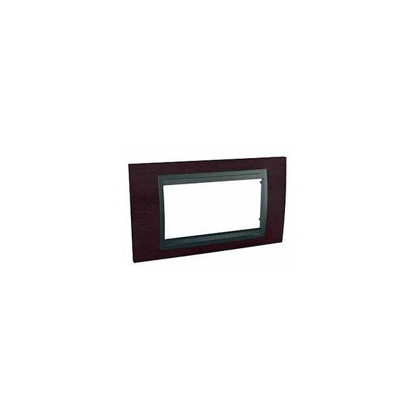Plaque wengé liseré graphite Schneider Unica Top 4 modules horizontal - Schneider Electric - MGU66.104.2M3
