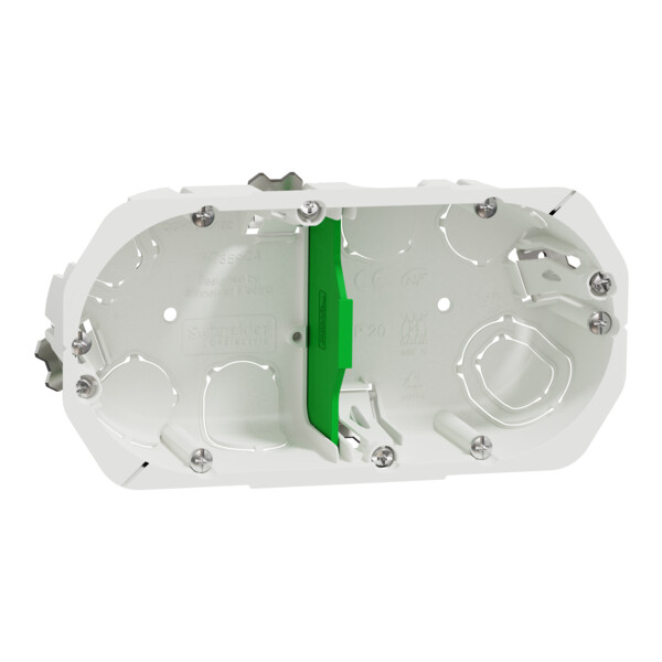 Boîte encastrement Schneider Multifix 2 postes Ø67 mm p40 mm entraxe 71 mm blanche - Schneider Electric - IMT35924
